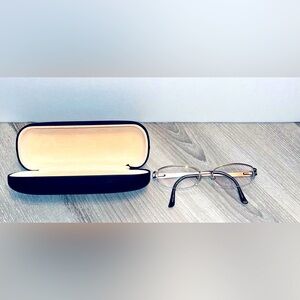 GEOFFREY BEENE IRRESISTIBLE BROWN Readers Metal Frames Gold & Rhinestones w/Case